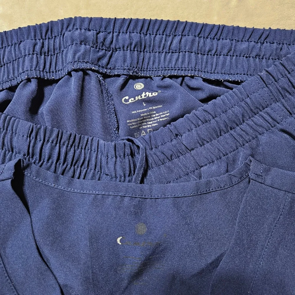 Centro Womens Navy Blue Scrub Set V-Neck Top & Pants Size Large